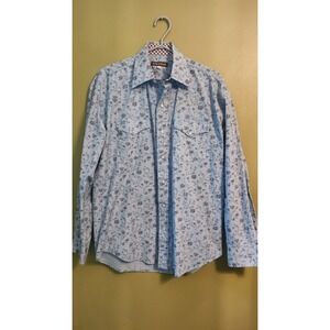 Stetson Pearl Snap Button Down Mens Med Floral Western Shirt Cotton‎